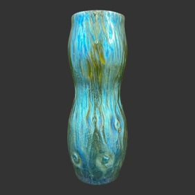 Loetz Iridescent Blue Green Art Glass Vase