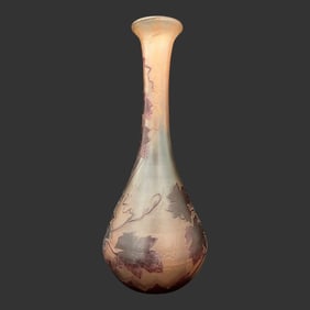 Legras & Cie French Cameo Art Glass Leaf Vase