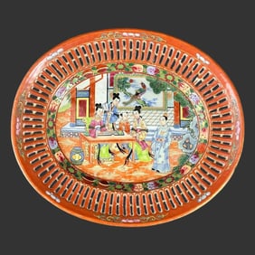 Chinese Rose Mandarin Floral Porcelain Plate