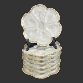 Lot of 7 Limoges France Porcelain Oyster Plates