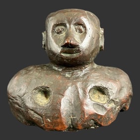 Folk Art Pottery Sewer Tile Sculpture Head Bust
