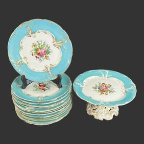 Lot of French Porcelain 13 Plates & 1 Cake Plate