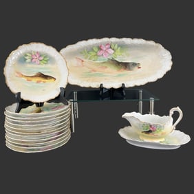 French Limoges Porcelain Fish Set