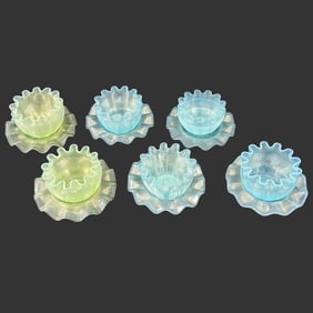 Lot of 6 Opalescent Uranium Finger Bowls