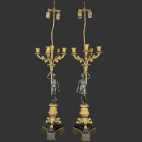 Pair Of Antique Figural Candelabra Lamps