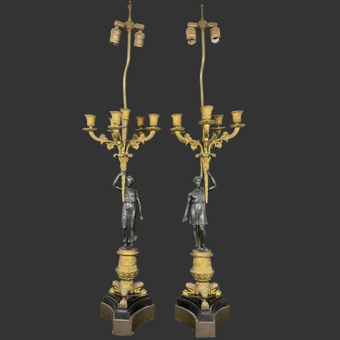 Pair Of Antique Figural Candelabra Lamps (1 of 8)