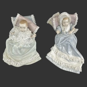 Lot of 2 Lladro Spain Baby Porcelain Figurines