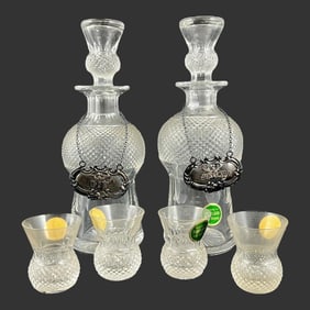Scotland Crystal Gin & Scotch Decanter & 4 Glasses