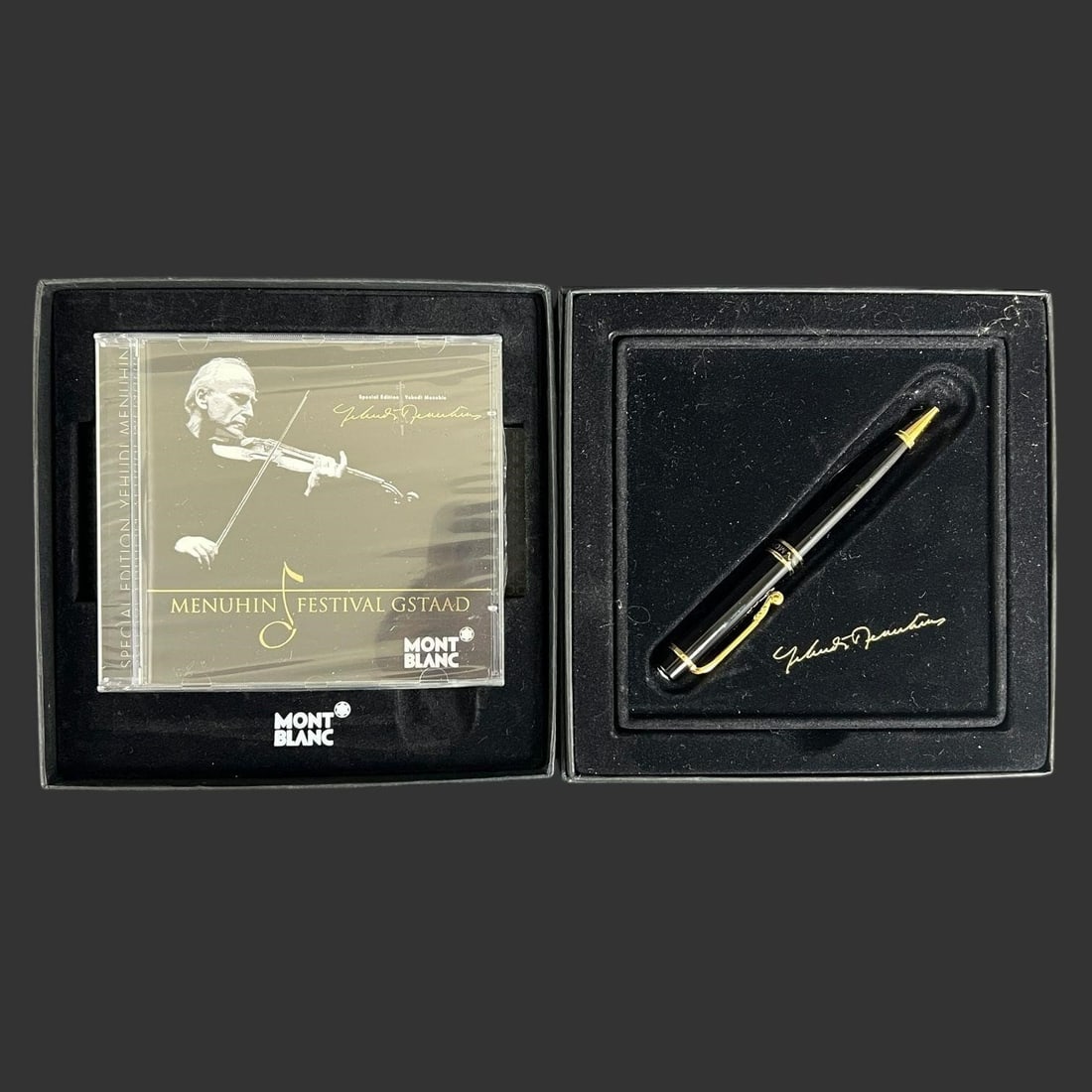 Montblanc Menuhin Festival Gstaad Ball Point Pen: Montblanc Menuhin Festival Gstaad Ball Point Pen. Special Edition. Approx. Pen Length (in): 5.25, Approx. Box Dimensions (in): 2.25 x 6.75 x 6.75. Buyer pays shipping cost. We provide in-house shippin
