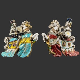 Pair of Porcelain Medieval Knight Figurines