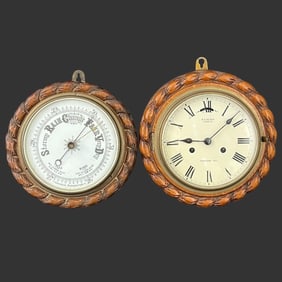 Lot of Vintage Wall Barometer and Clock