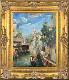 Venetian Canal Scene Oil Painting on Canvas
