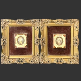 Pair of Framed Gilt Miniature Oil Paintings