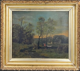 Framed Landscape Scene Oil Painting On Canvas