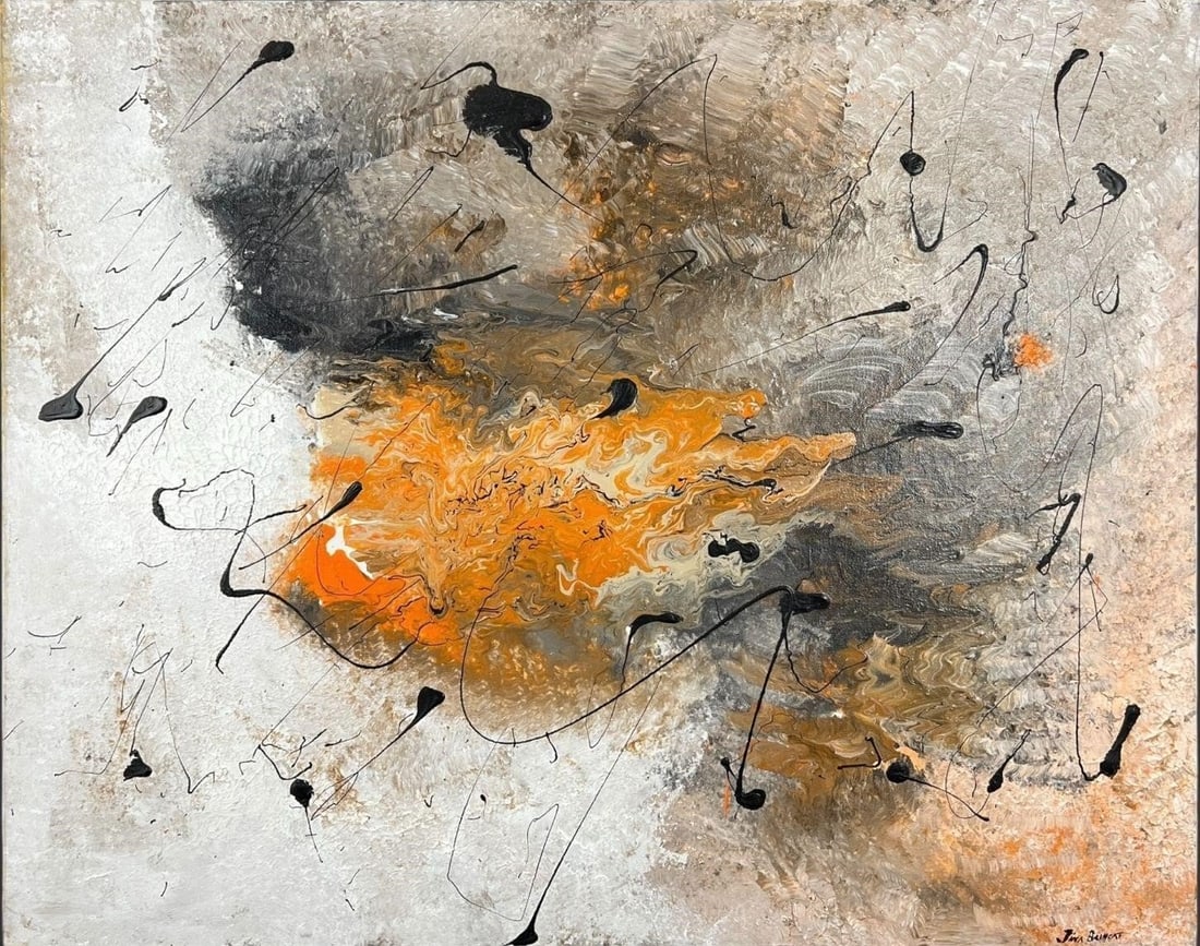 Signed Abstract Oil Painting On Canvas (1 of 6)