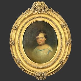 Framed Oil Painting Child's Portrait on Canvas