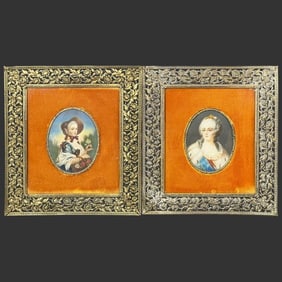 Pair of Female Oil Portraits in Ornate Frames