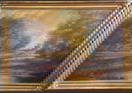 Antique Landscape Oil Painting On Canvas: Antique Landscape Oil Painting On Canvas. Illegibly signed 'Fred 'K Alden.' Approx. frame size (in): 28.75 x 40.5 x 1.5, Approx. painting size (in): 23.5 x 35.5. Buyer pays shipping cost. We provide i