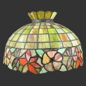 Stained Slag Glass Floral Lamp Shade