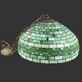 Stained Slag Glass Green Lamp Shade