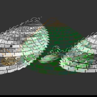Stained Slag Glass Green Lamp Shade: Stained Slag Glass Green Lamp Shade. Approx. dimensions (in): 11.75 x 20.5 x 20.5 Buyer pays shipping cost. We provide in-house shipping for most of the items. Our shipping quote is only good for ship