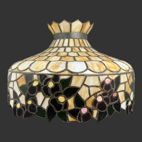 Stained Slag Glass Floral Lamp Shade