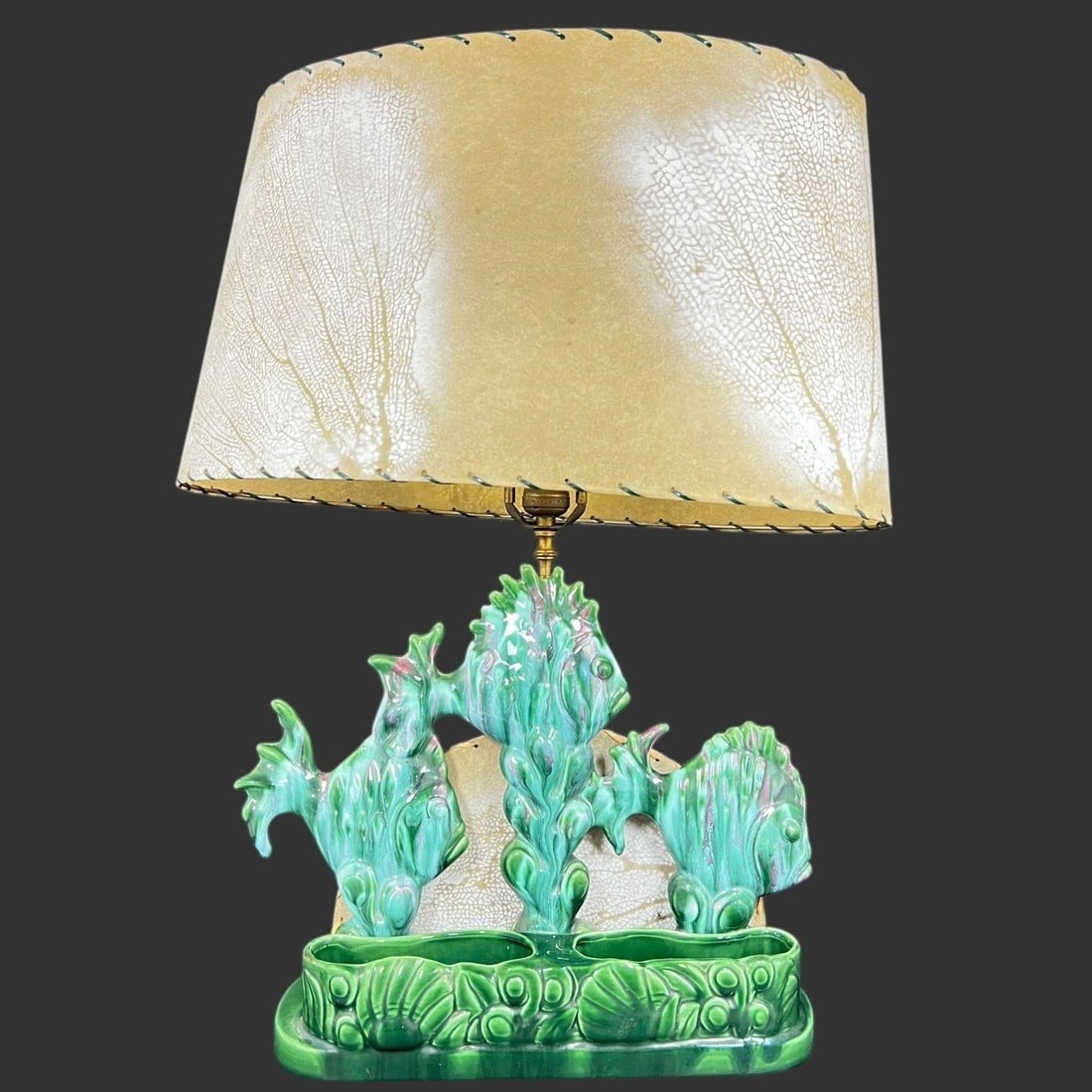 Mid-Century Modern Green Ceramic Fish Lamp (1 of 7)