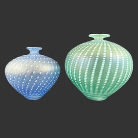 Lot of 2 Bertil Vallien Kosta Boda Glass Vases