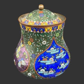 Japanese Meiji CloisonnÃ© Pot Jar with Lid