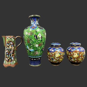 Lot of 4 Oriental Asian Cloisonne Items