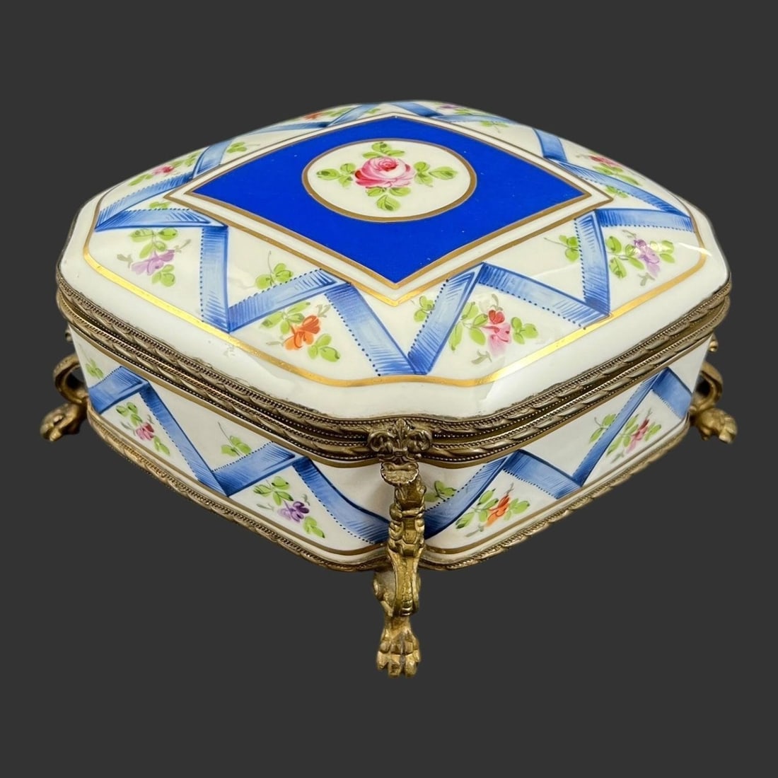 French Gilt Porcelain Trinket Jewelry Box (1 of 10)
