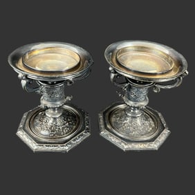 Pair of French Christofle Tazza Compote Bases
