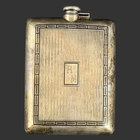 Vanderbilt Sterling Silver Enamel Whiskey Flask
