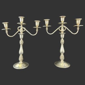 Pair Royal Danish Sterling Silver Candle Holders