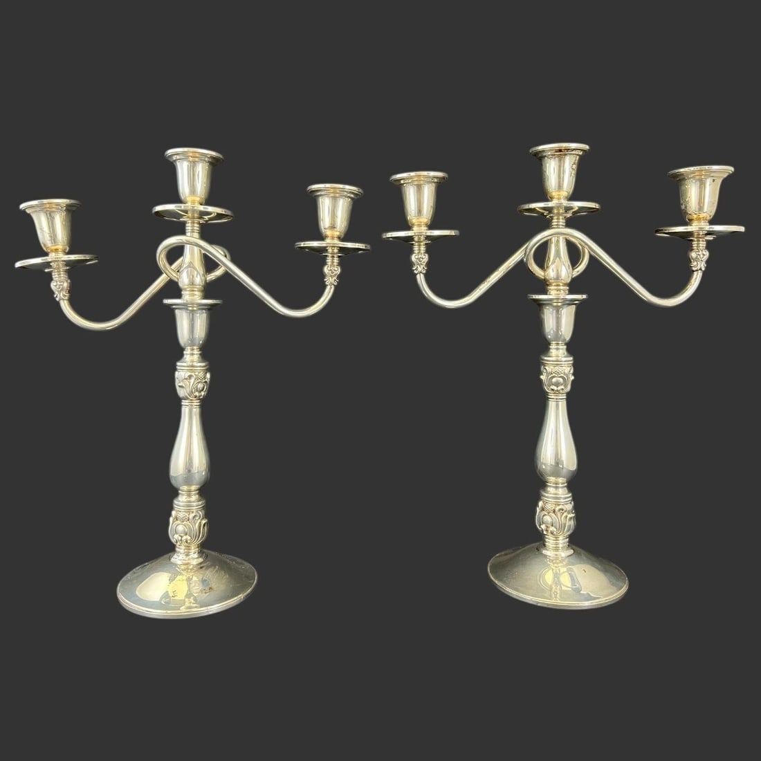 Pair Royal Danish Sterling Silver Candle Holders (1 of 9)