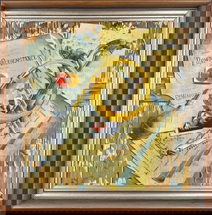 John Schadt (American ) Trompe De L'oeil Painting: John Schadt (American ) Trompe De L'oeil Painting. Trompe De L'oeil Social Realism Propaganda Paintings. Approx. frame dimensions (in): 28.5 x 28.5 x 2.25, Approx. painting dimensions (in): 23.5 x 23.