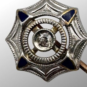 14K Gold Diamond Sapphire Stickpin