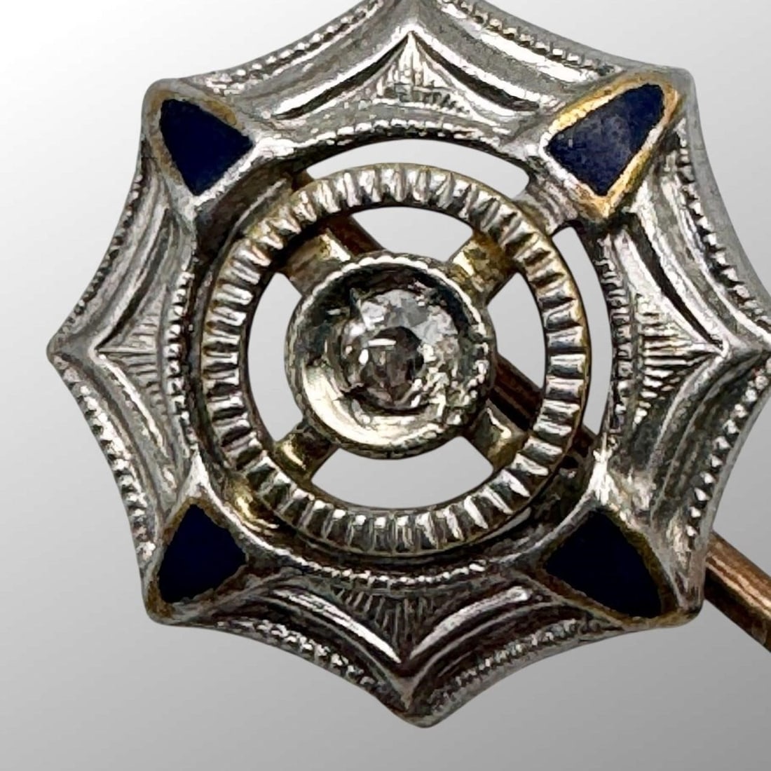 14K Gold Diamond Sapphire Stickpin (1 of 3)