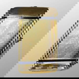 Cartier NY 14K Yellow Gold Enamel Cigarette Case: Cartier NY 14K Yellow Gold Enamel Cigarette Case. Art Deco cigarette case in 14 karat yellow gold by Cartier. The case is decorated with royal blue and white enamel stripes and two sapphire cabochons