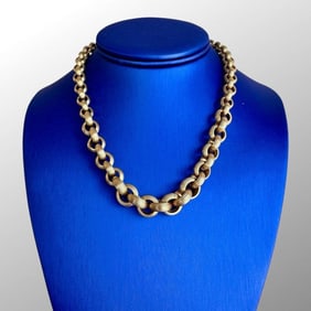 Italian 14K Gold Graduated Link Chain Necklace