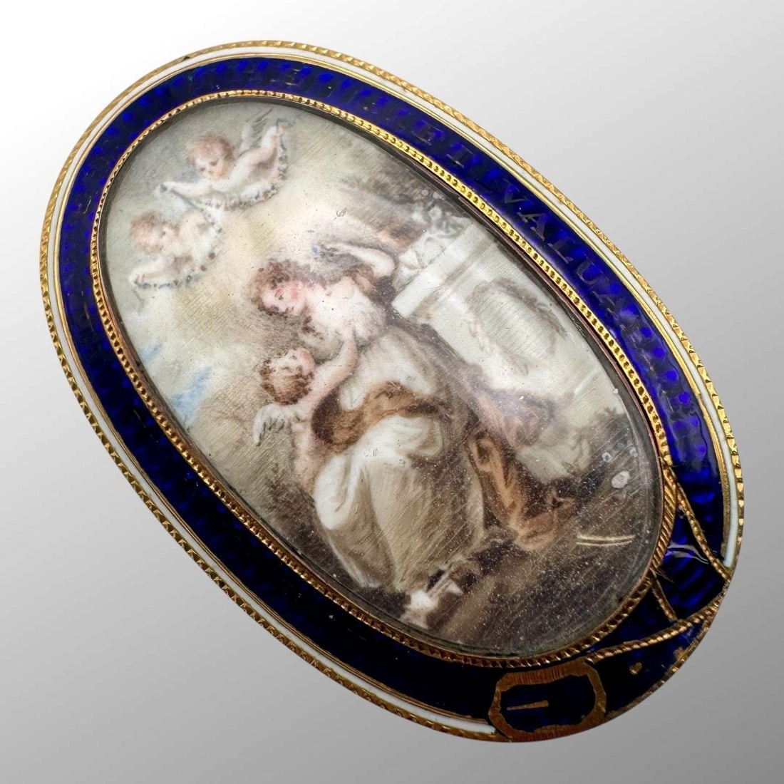 Antique 14K Gold Enamel Sepia Mourning Pendant Pin (1 of 5)