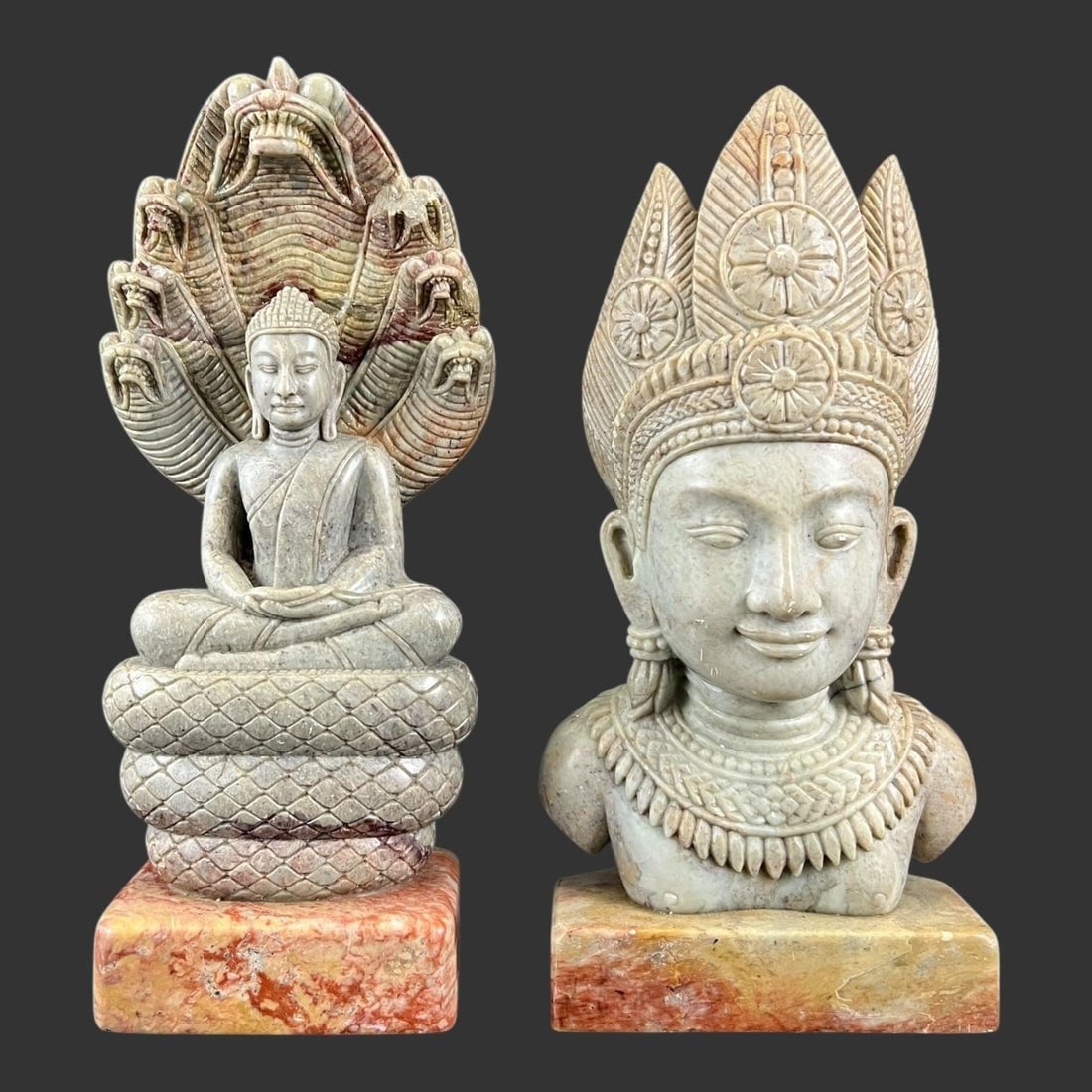 Lot of 2 Brahma Buddhist Carved Marble Sculptures (1 of 11)