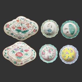 Six Chinese Porcelain Famile Rose Porcelain Bowls
