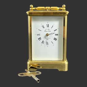 French Saint Suzanne L'Epee Brass Carriage Clock
