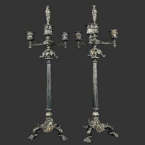Pair of Claw-Foot Elephant Figural Candle Holders