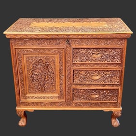 South-East Asian Hand-Carved Cabinet Sideboard