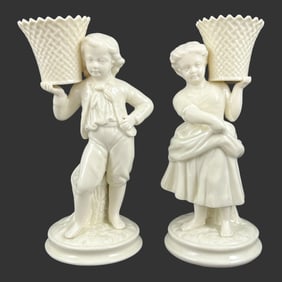 Pair of Belleek Ireland Porcelain Vases