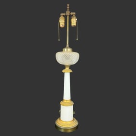Antique White Opaline Glass Lamp