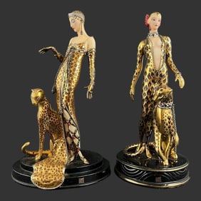 Lot of 2 Franklin Mint Erte Porcelain Figurines
