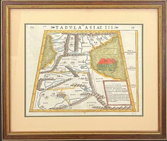 Framed 16th Century Tabula Asiae III Map of Asia